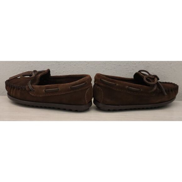 Minnetonka 2773 Boy's Sz 9M Chocolate Brown Suede Slip-On Moccassin Boat Shoes - Picture 10 of 12